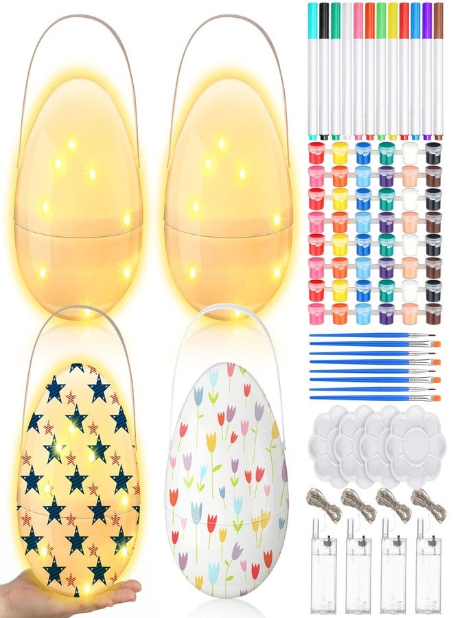 Colingmill 4 Sets Jumbo Easter Egg Plastic Fillable 10 Inch Giant Paintable Eggs with Handles Large White DIY Containers Paint Your Own Egg Lamp Kit for Easter Decor Basket Stuffers Fillers - Image 1